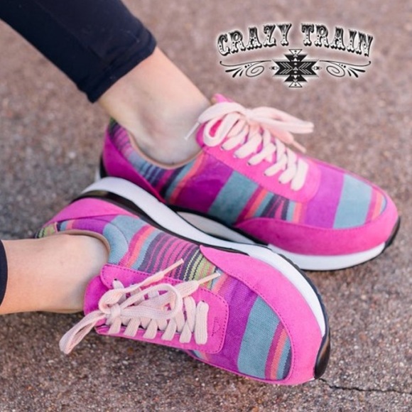 Crazy Train Shoes - Crazy Train NIB Pink Serape Lime Springs Kicks